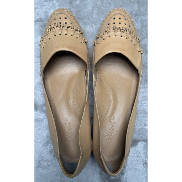9West Vintage Maureen Tan Leather Tassel Detail Wedge Pumps Womens 10 Brazil - Picture 6 of 7